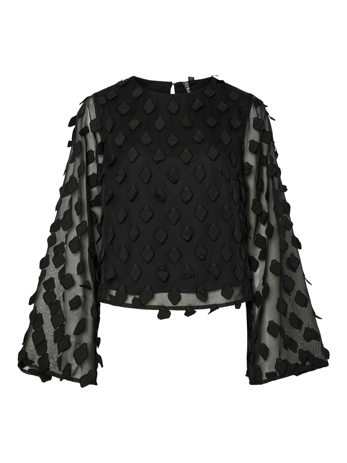 Pieces PCDIVAH LS O-NECK TOP WVN D2D Black 17160338