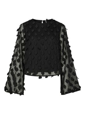 Pieces PCDIVAH LS O-NECK TOP WVN D2D Black 17160338