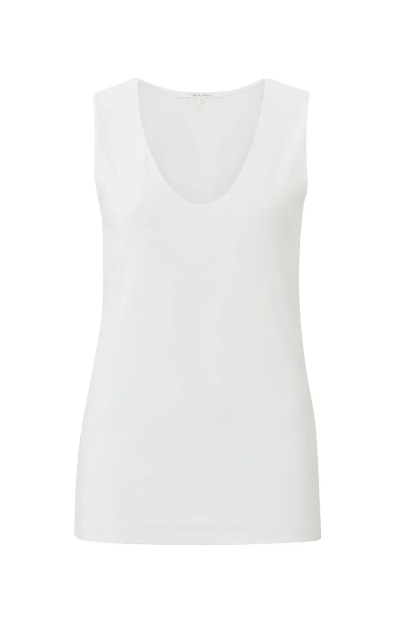 YaYa Round V-neck singlet OFF WHITE 01-709047-N