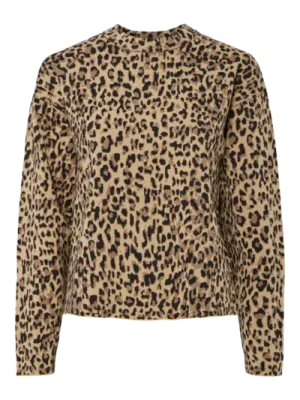 Pieces PCSEO LS O-NECK KNIT BC Irish Cream/Leopard 17156343