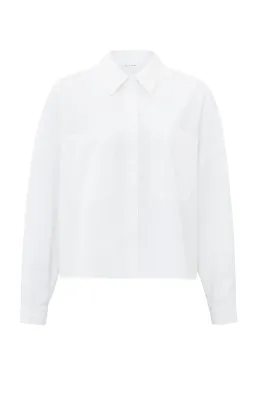 YaYa Batwing cropped blouse w. pock PURE WHITE 01-201102