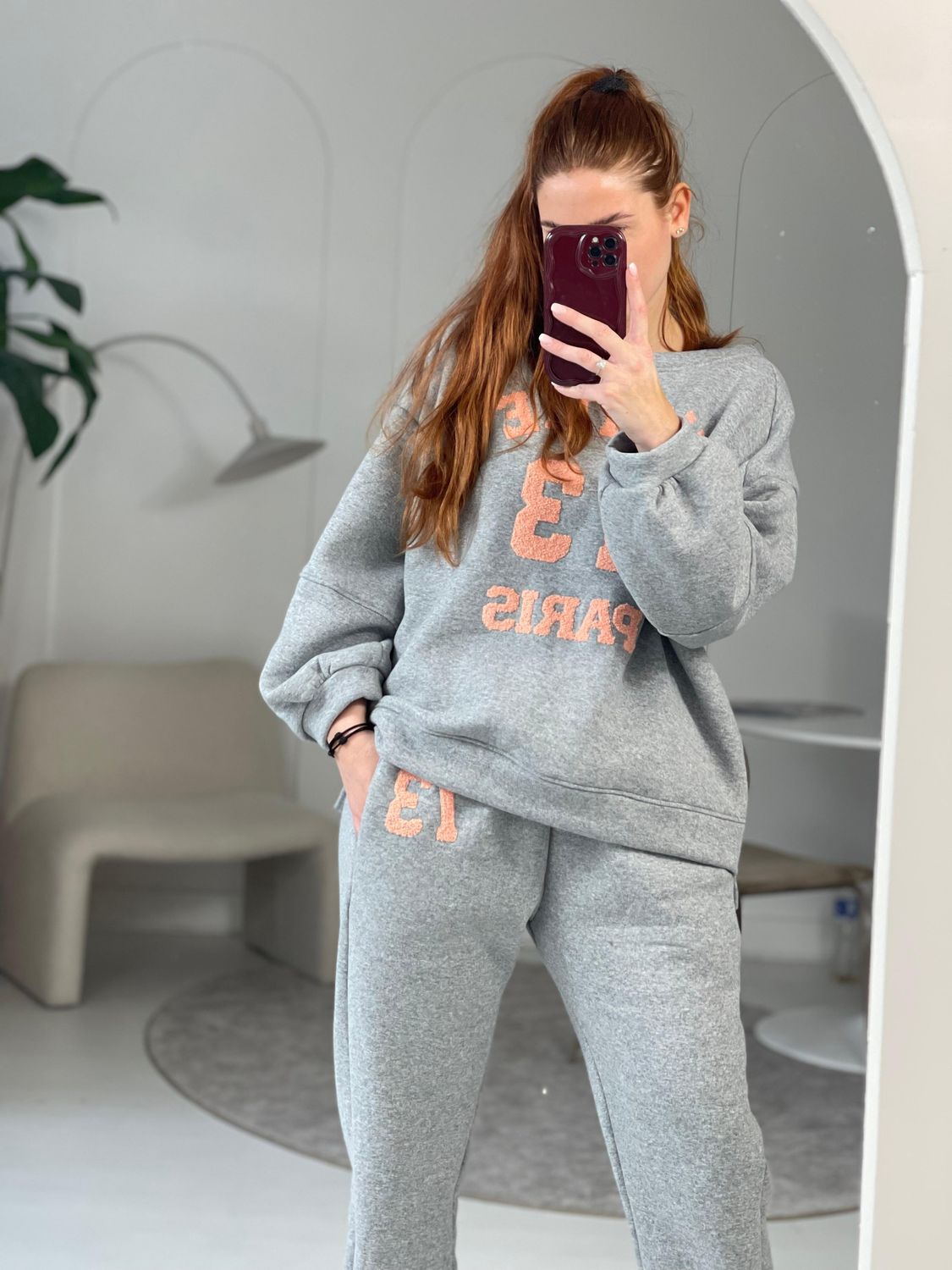 Ambika joggingpak met tekst grijs 2151A