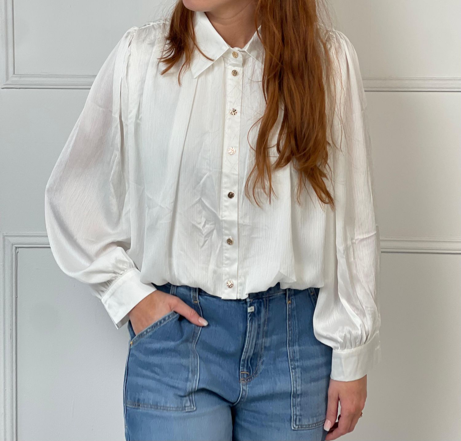 NAMELESS  Blouse met elastiek White 24442YC