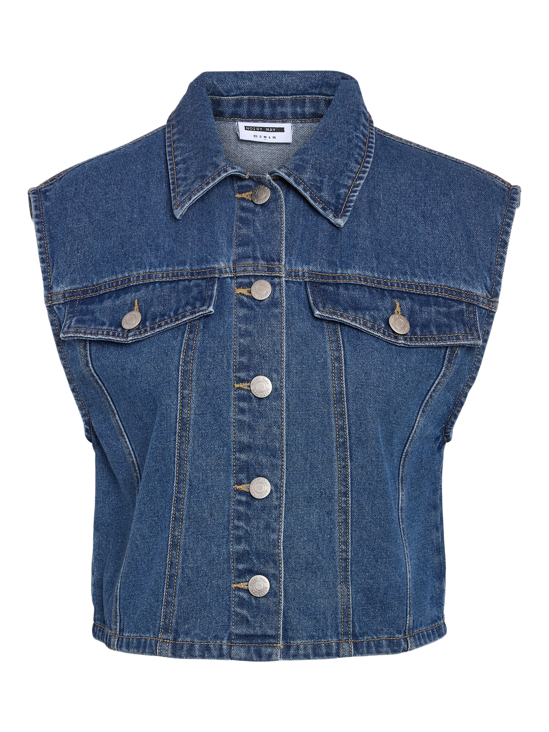 Noisy May NMROBIE REGULAR CROP VEST BS007MB Medium Blue Denim 27033684