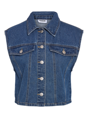 Noisy May NMROBIE REGULAR CROP VEST BS007MB Medium Blue Denim 27033684