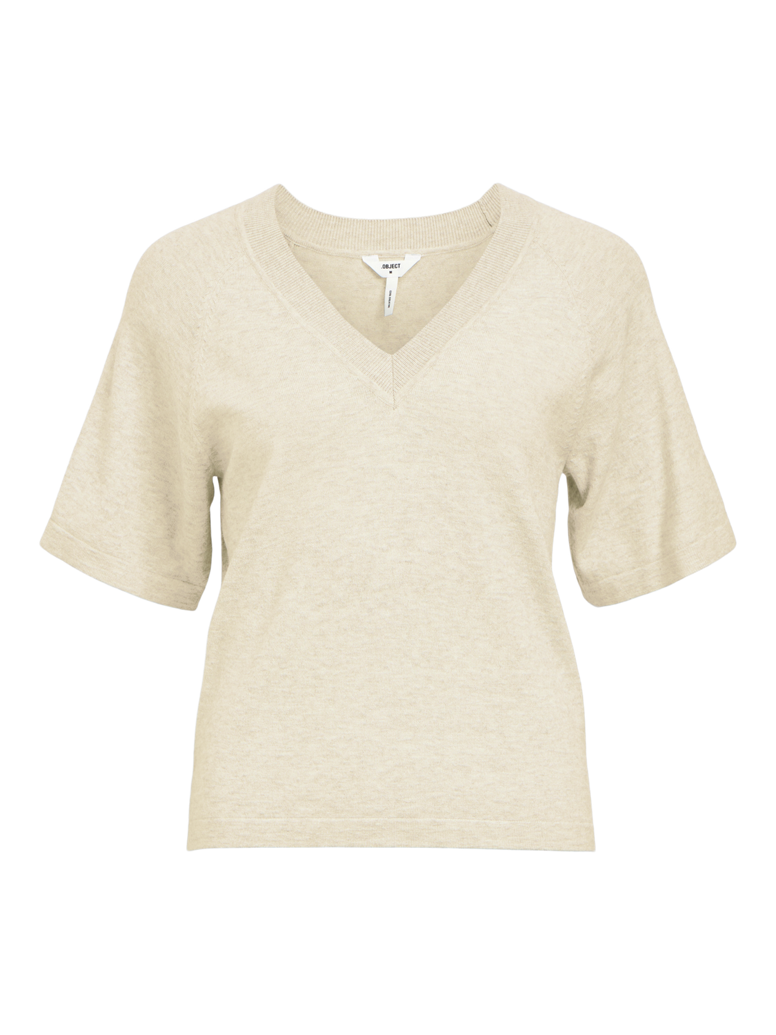 Object OBJTHESS 2/4 LO V-NECK KNIT TOP NOO: Sandshell/Melange 23045806