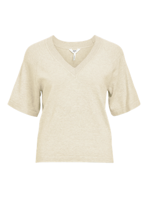 Object OBJTHESS 2/4 LO V-NECK KNIT TOP NOO: Sandshell/Melange 23045806