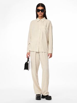Pieces PCPIA LS LOOSE SHIRT WVN NOOS Birch/MELANGE 17149315