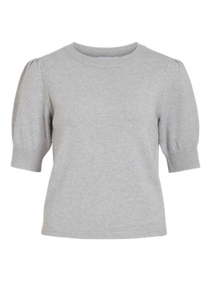 Vila VIRIL 2/4 SLEEVE O-NECK KNIT TOP - : Light Grey Melange 14105306