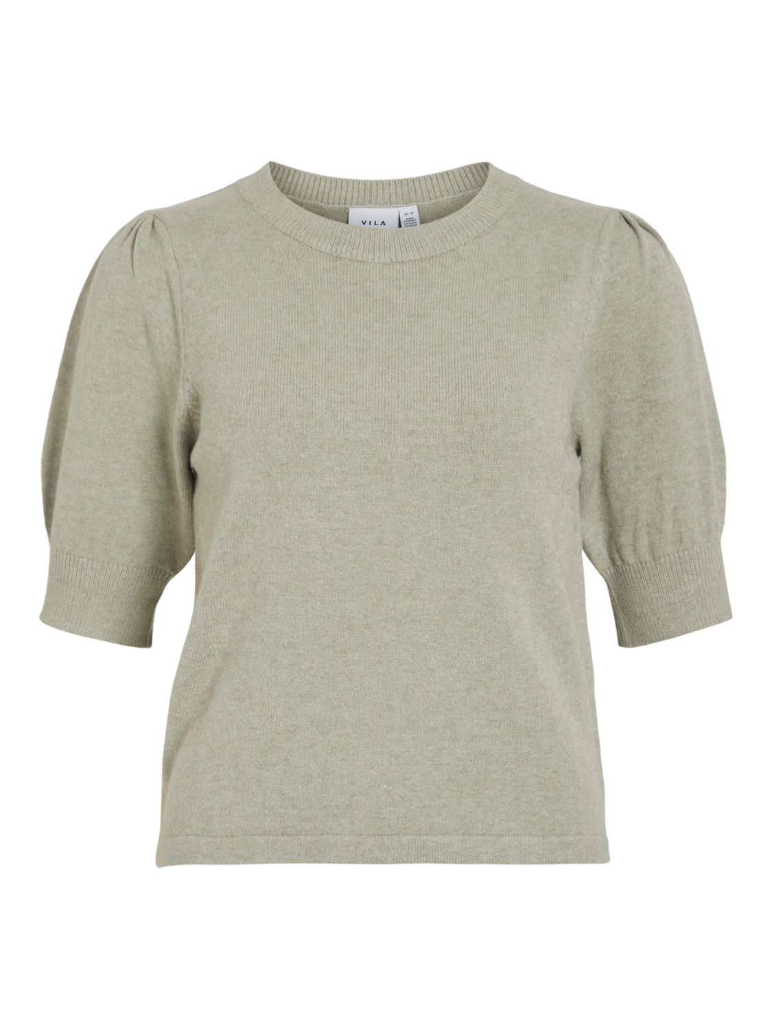 Vila VIRIL 2/4 SLEEVE O-NECK KNIT TOP - : Oil Green/MELANGE 14105306