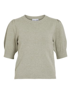 Vila VIRIL 2/4 SLEEVE O-NECK KNIT TOP - : Oil Green/MELANGE 14105306