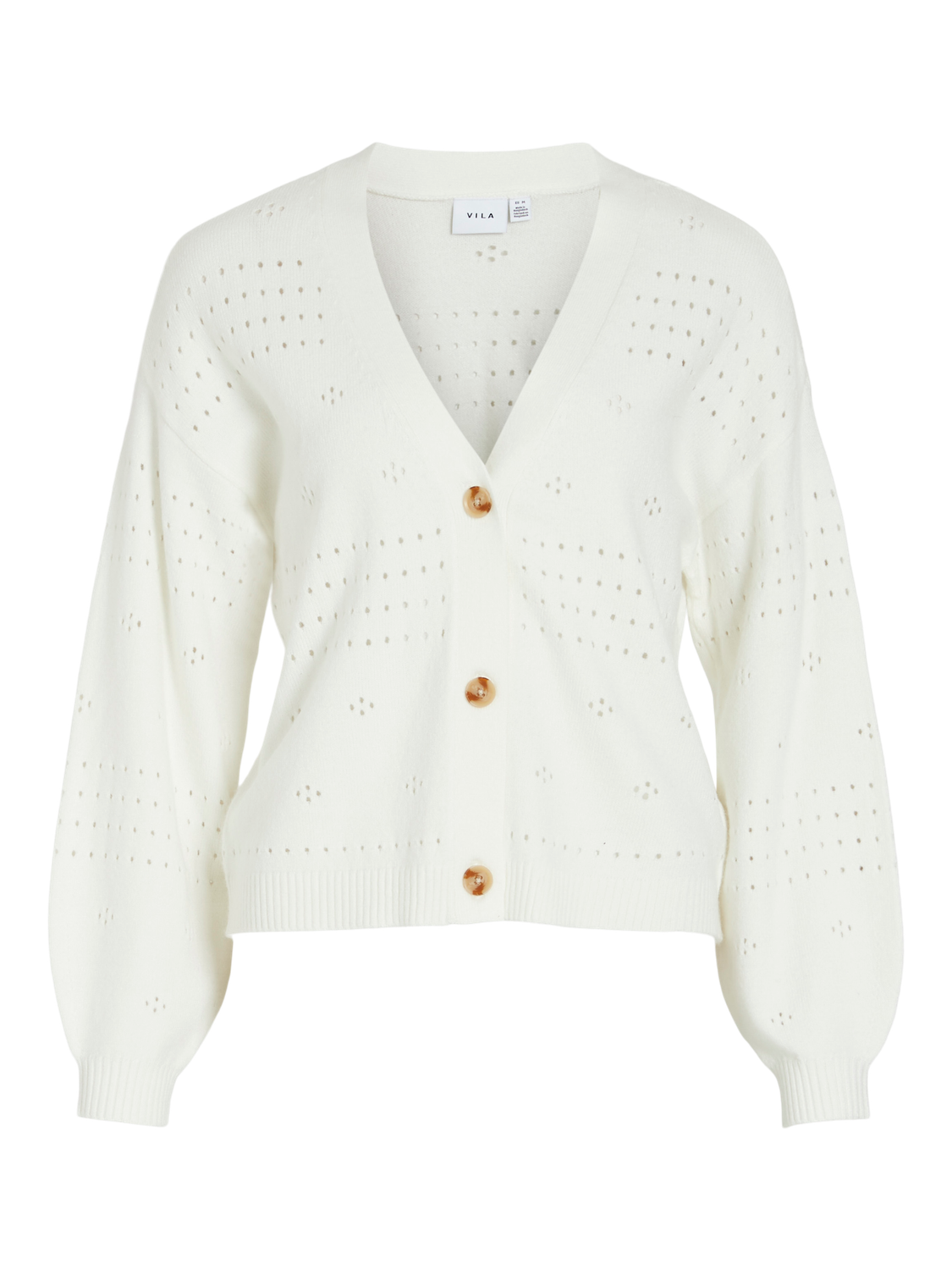 Vila VIRIL V-NECK L/S KNIT CARDIGAN - NO: White Alyssum 14102703