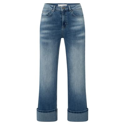 YaYa Mid waist denim w. roll-up BLUE