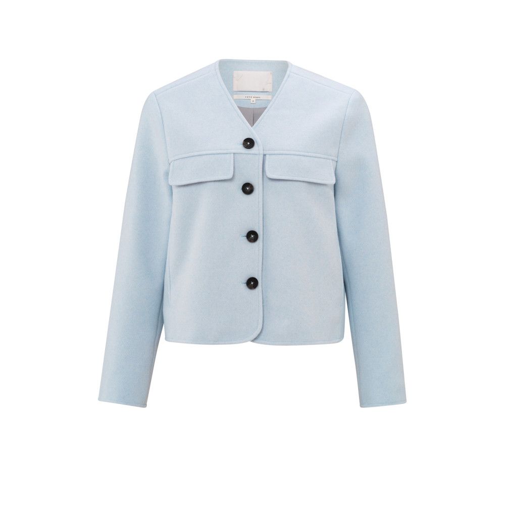 YaYa Soft short jacket with chest p GRAY DAWN BLUE MELAN 01-519034-502