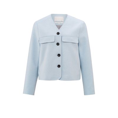 YaYa Soft short jacket with chest p GRAY DAWN BLUE MELAN 01-519034-502