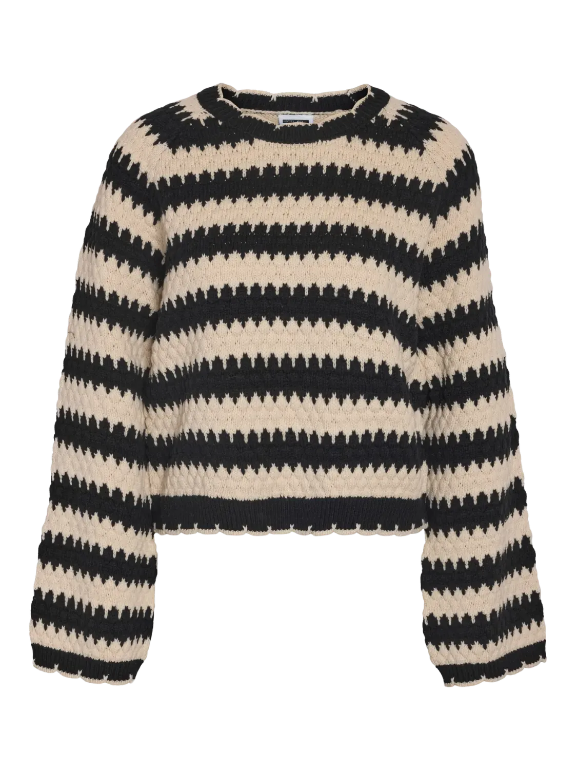 Noisy May NMJULIA O-NECK L/S KNIT FWD Birch/BLACK 27034036