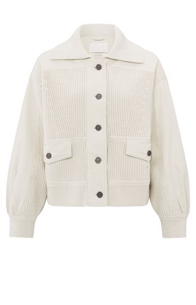 YaYa Cardigan with twill details OFF WHITE 01-010095-502