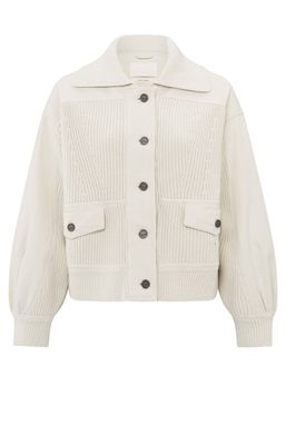 YaYa Cardigan with twill details OFF WHITE 01-010095-502