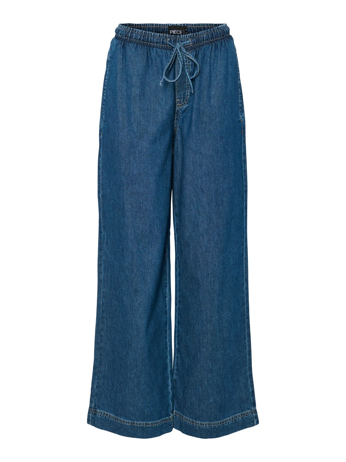 Pieces PCTABI MW PULL UP DENIM PANTS Dark Blue Denim 17157602