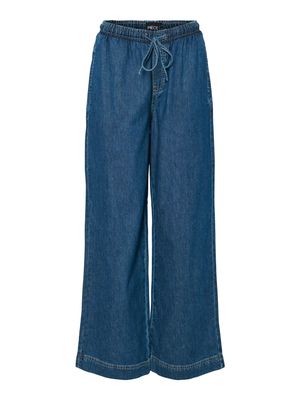 Pieces PCTABI MW PULL UP DENIM PANTS Dark Blue Denim 17157602
