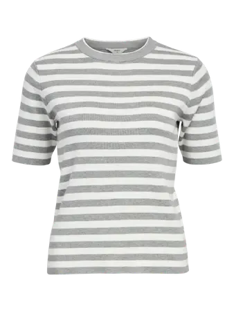 Object OBJESTER S/S NEW KNIT PULLOVER NOOS Light Grey Melange/C 23043510