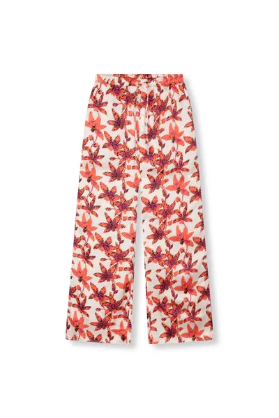 Refined ladies woven printed pants SEM red R2502191606