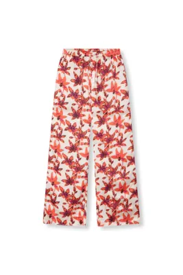 Refined ladies woven printed pants SEM red R2502191606