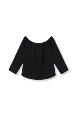 Refined ladies woven off shoulder blouse MON black R2502957618