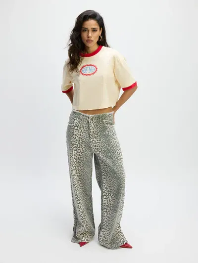 Refined ladies knitted cropped t-shirt MARLO vintage white R2502813629