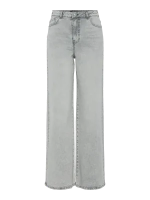 Pieces PCSELMA HW WIDE JEANS LG NOOS BC Light Grey Denim 17154418