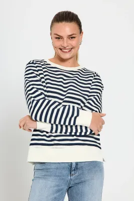 Freequent FQFIFFI-PULLOVER Off-white w. Navy Blazer 205476