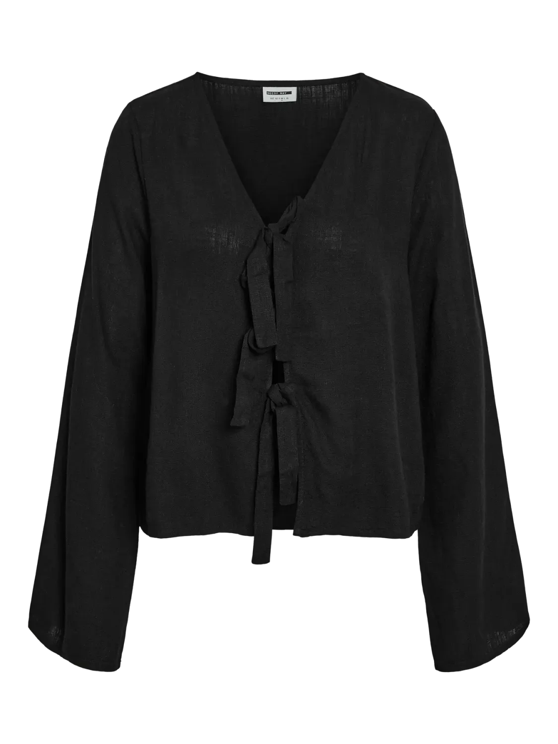Noisy May NMLEILANI L/S V-NECK TIE BLOUSE WVN Black 27033022