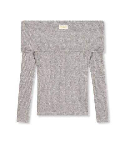 Refined ladies knitted off shoulder top LUCK mid grey R2410814658