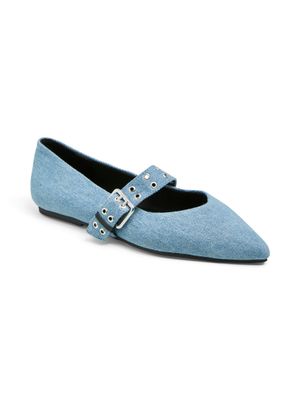 Pieces PCSAGA BUCKLE BALLERINA Medium Blue Denim 17156842 Pieces PCSAGA BUCKLE BALLERINA Medium Blue Denim 17156842