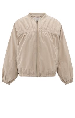 YaYa Nylon cropped bomber jacket wi TWILL BEIGE 02-001046-503