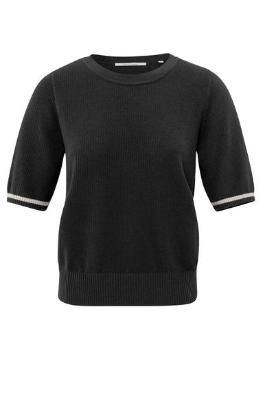 YaYa Textured sweater round neck sh PHANTOM 01-000450-503