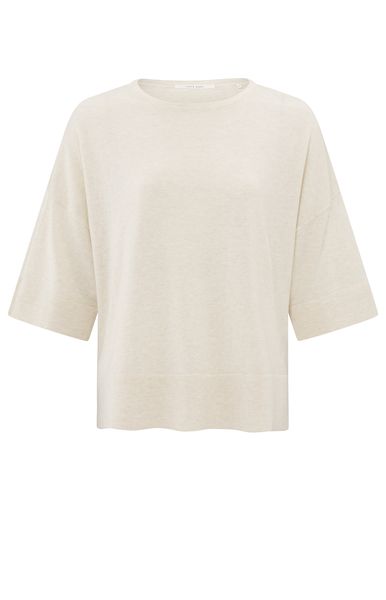 YaYa Oversized fine knitted t-shirt NATURE MELANGE 01-000454-503