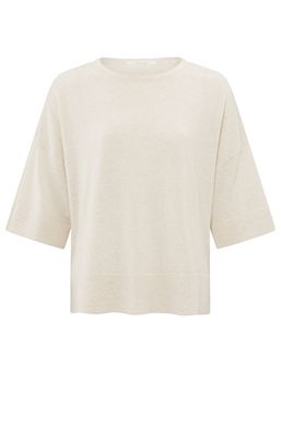 YaYa Oversized fine knitted t-shirt NATURE MELANGE 01-000454-503