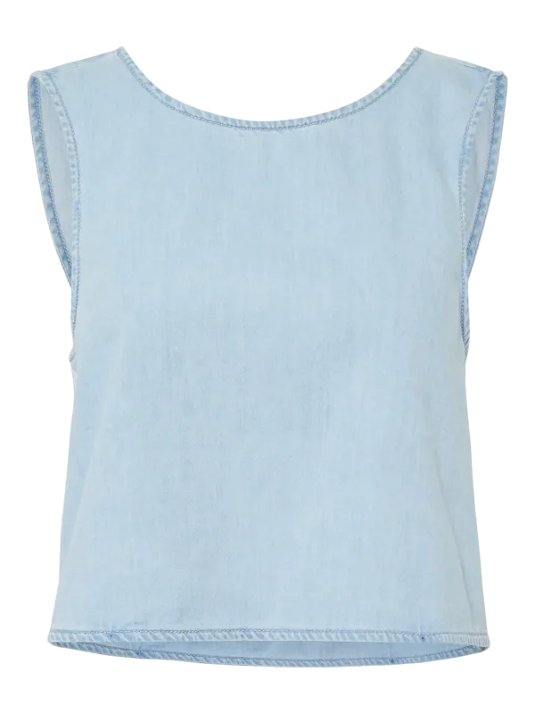 Pieces PCSMIDI SL DENIM TOP Light Blue Denim 17156317