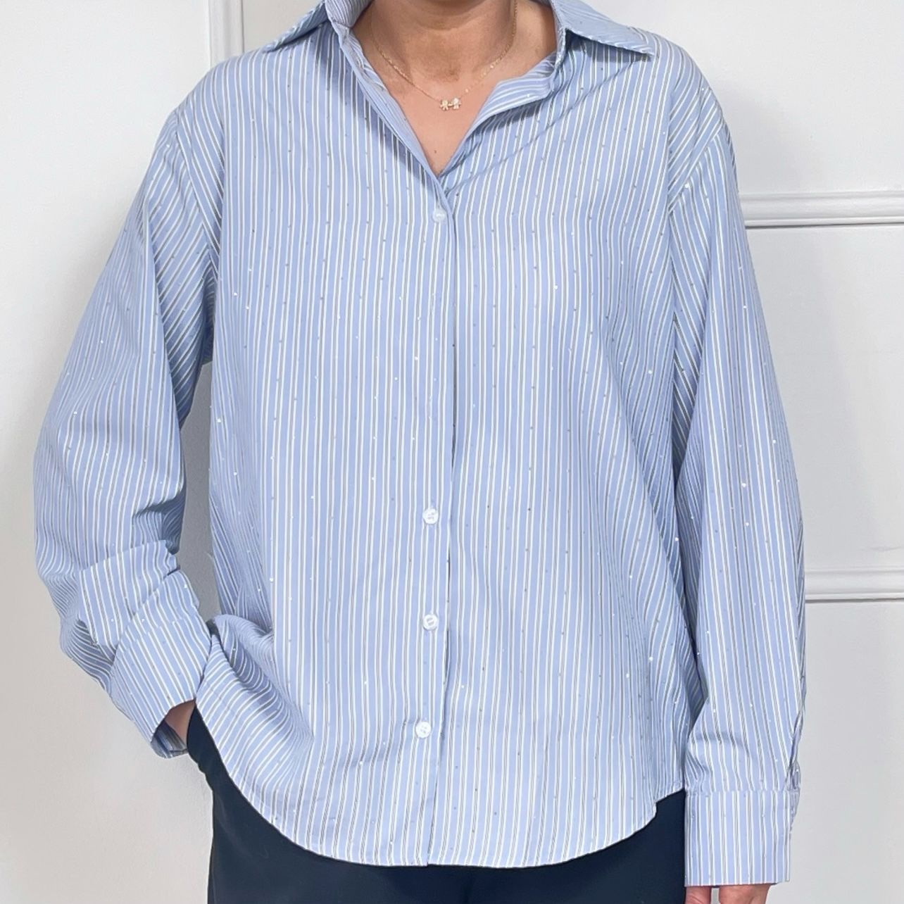 Ambika blouse met stras Light Blue calaire