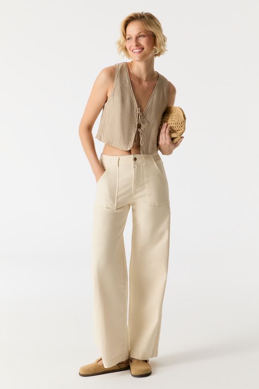 Cup Of Joe Denim high waist wide leg Sand Lulu