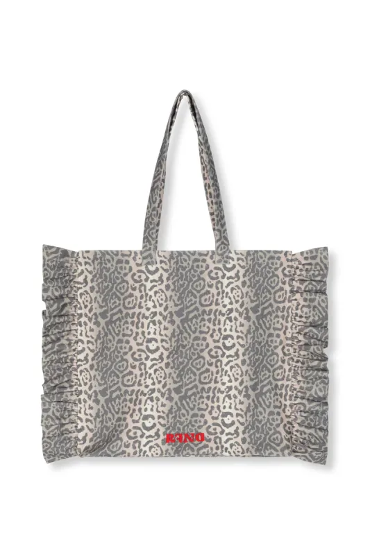 Refined ladies woven big ruffle bag AVA leopard R2502001609