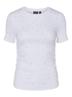 Pieces PCTYLER SS RHINESTONE TEE BC Bright White 17157371