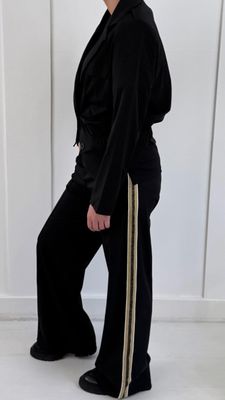 Ambika Pantalon Gracelynn wijd zwart Gracelynn bies