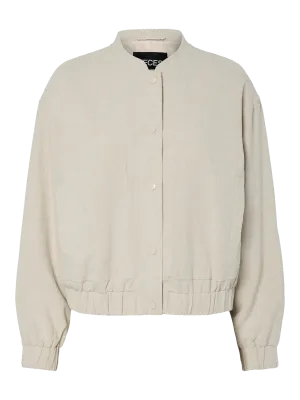 Pieces PCTOLLY LINEN BOMBER JACKET Silver Cloud 17158115