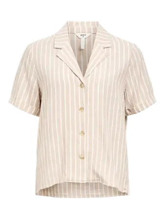 Object OBJSANNE S/S SHIRT AOP NOOS Humus/Cloud dancer c 23046486