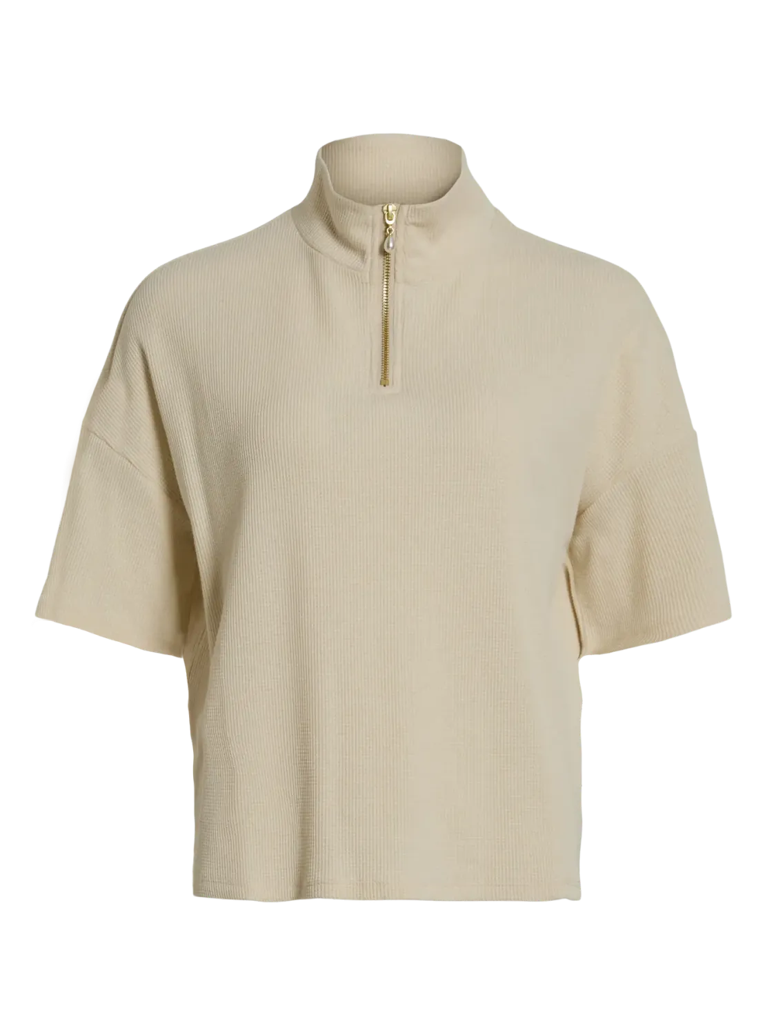 Vila VIVAILA HIGH NECK 2/4 ZIPPER TOP Birch 14105519