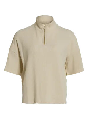 Vila VIVAILA HIGH NECK 2/4 ZIPPER TOP Birch 14105519