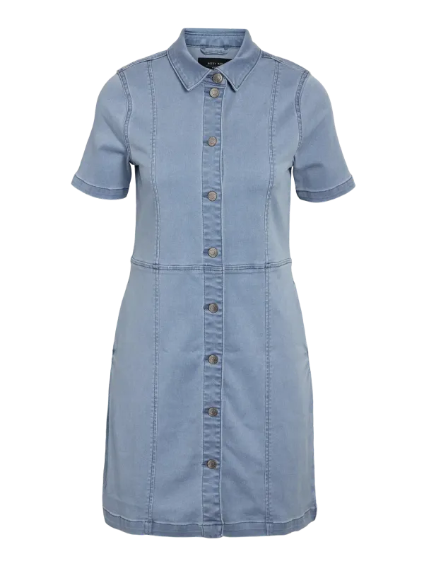 Noisy May NMNISA S/S SLIM DENIM DRESS VI533LB: Light Blue Denim 27032701