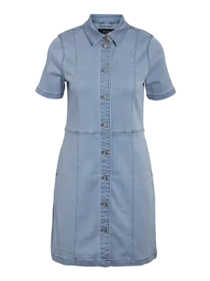 Noisy May NMNISA S/S SLIM DENIM DRESS VI533LB: Light Blue Denim 27032701